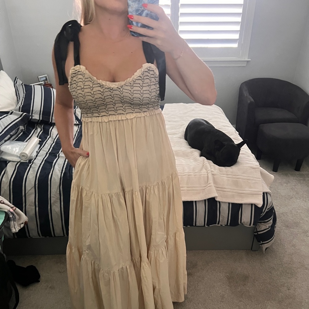 Free People Cream and Black Maxi Dress
